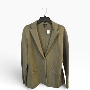 NWOT Tabots Green Sweater Blazer Spring Classic Notched Collar Career Preppy